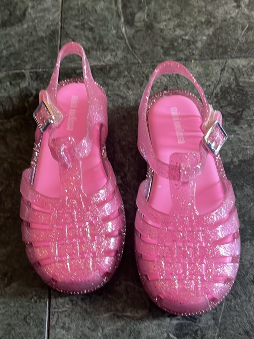 Mini Melissa Glitter Pink Jelly Sandals for Kids
